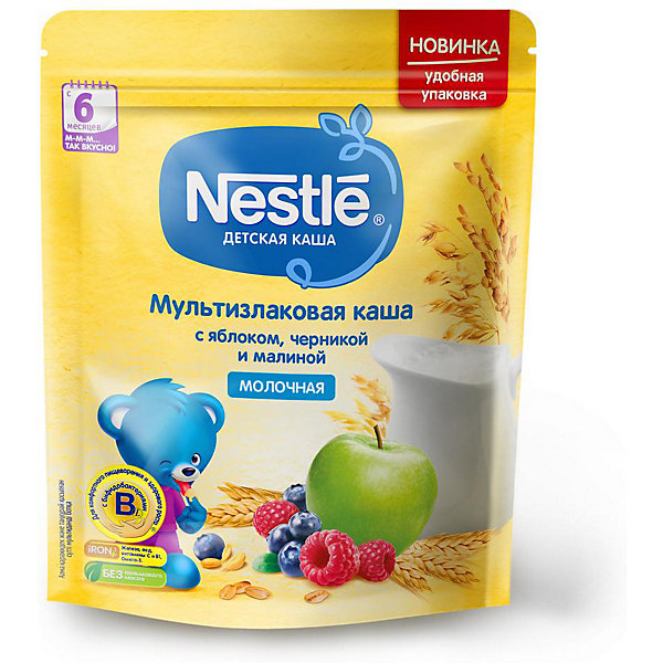 фото Молочная каша nestle мультизлаковая, с яблоком, черникой и малиной, с 6 мес, 220 г