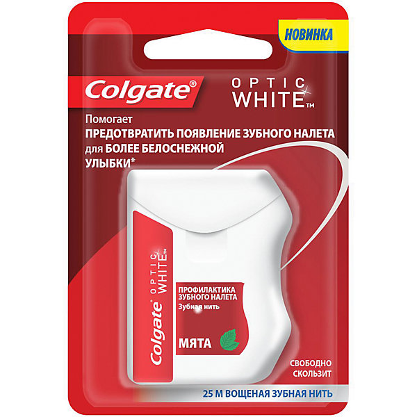 

Зубная нить Colgate Optic White профилактика зубного налета, 25 м