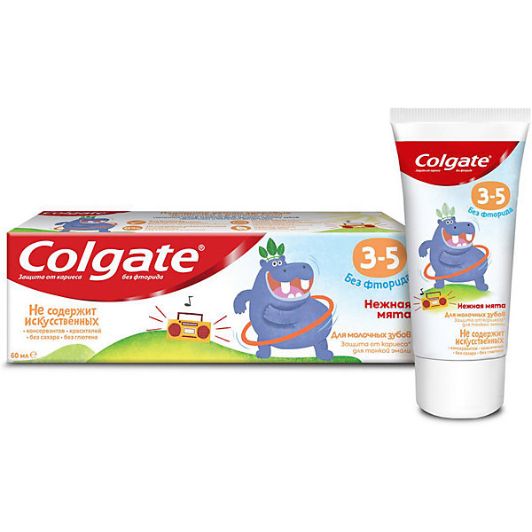 фото Детская зубная паста colgate нежная мята без фтора, 3-5 лет, 60 мл