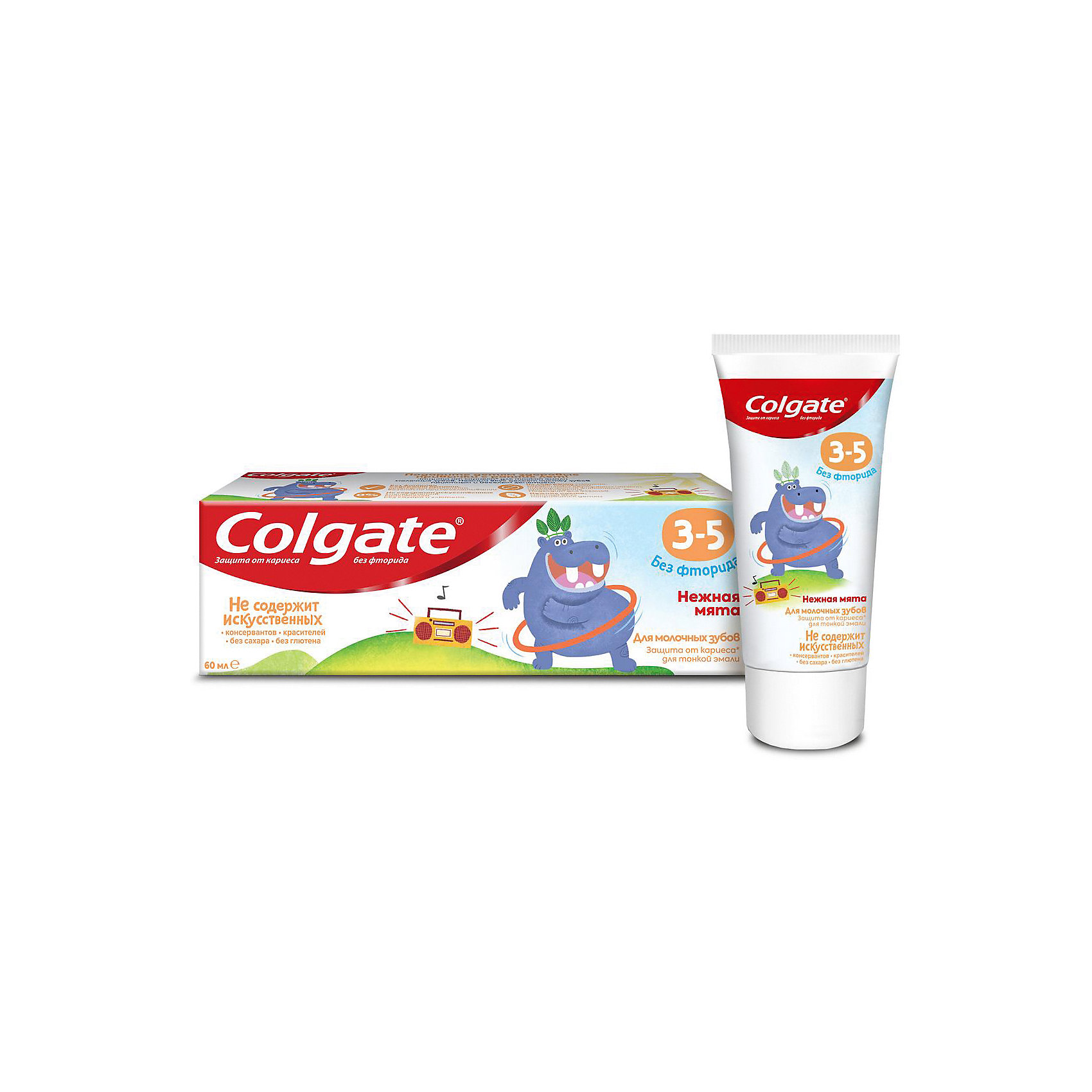 фото Детская зубная паста colgate нежная мята без фтора, 3-5 лет, 60 мл