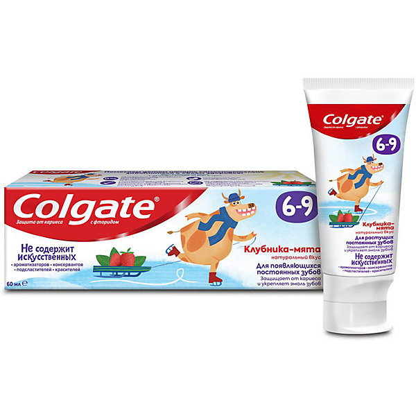 фото Детская зубная паста colgate клубника-мята с фтором, 6-9 лет, 60 мл