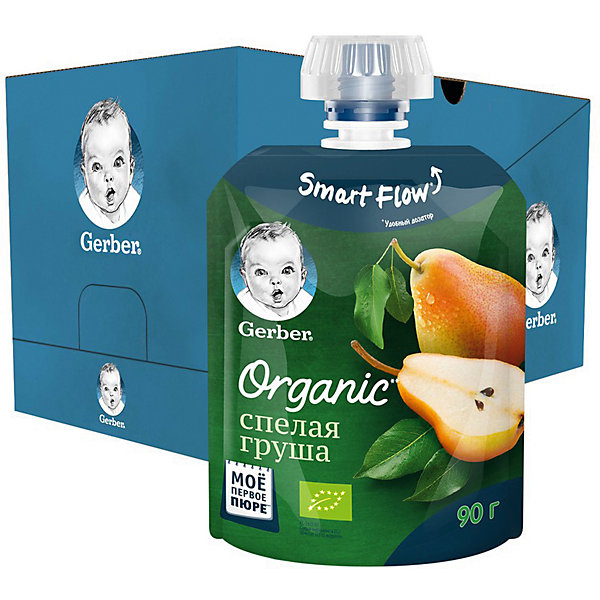 

Gerber Organic Фруктовое орг аническое пюре Спелая г руша с 4мес 90г пауч16 шт х уп