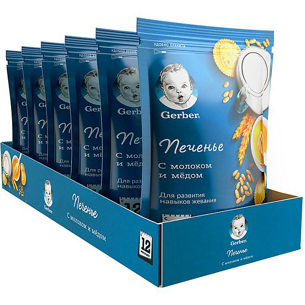 

Печенье Gerber с молоком, мёдом с 12 мес, 6 шт х 180 г/уп/уп