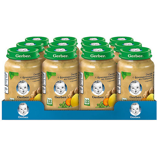 

Пюре Gerber овощи с фрикадельками из говядины с 12 мес, 12 шт х 190 г/уп