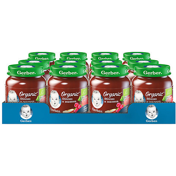

Пюре Gerber Organic яблоко, малина с 5 мес, 12 шт х 125 г/уп