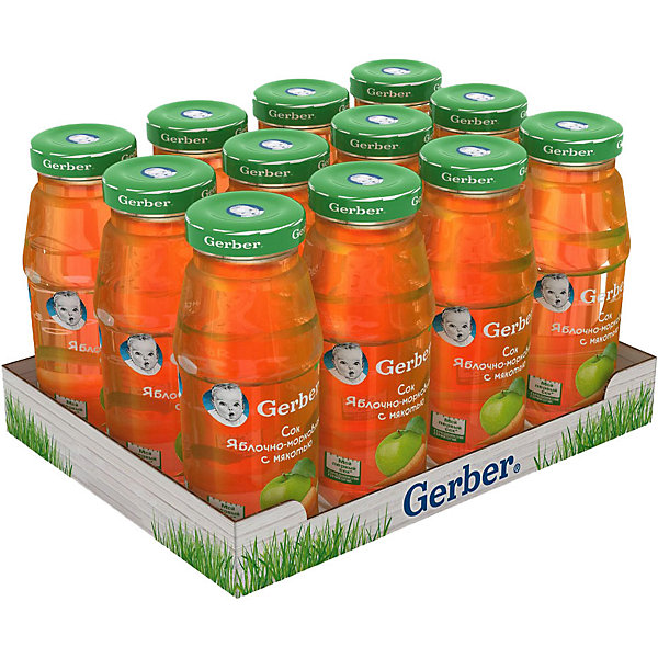 

Сок Gerber яблочно-морковный с мякотью с 4 мес, 12 шт х 175 мл/уп
