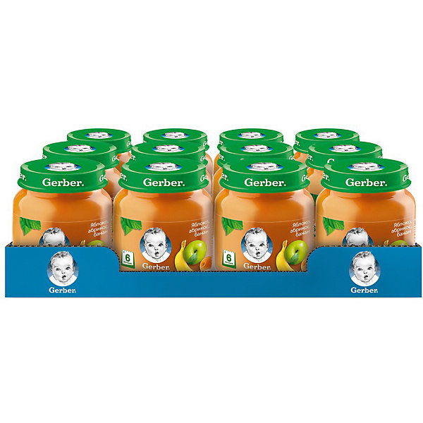 

Пюре Gerber яблоко, абрикос, банан с 6 мес, 12 шт х 130 г/уп