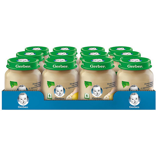 

Пюре Gerber нежные овощи с кроликом с 6 мес, 12 шт х 130 г/уп