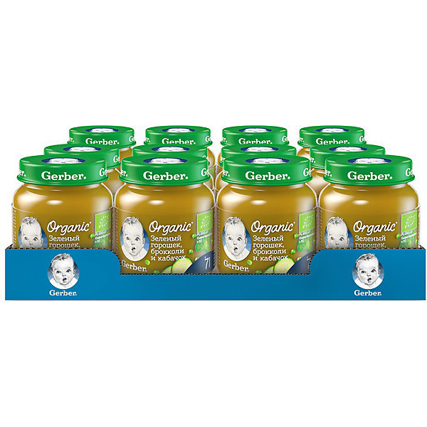 

Пюре Gerber Organic зелёный горошек, брокколи, кабачок с 7 мес, 12 шт х 125 г/уп