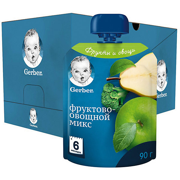 

Пюре Gerber фруктово-овощной микс с 6 мес, 16 шт х 90 г/уп