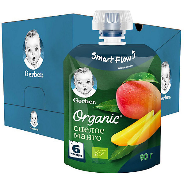 

Пюре Gerber Organic спелое манго с 6 мес, 16 шт х 90 г/уп