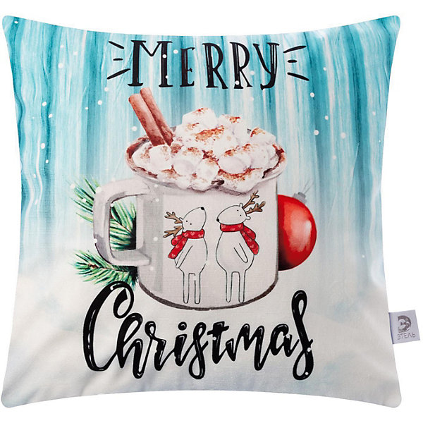

Чехол на подушку Этель Merry Christmas, Голубой, Чехол на подушку Этель Merry Christmas