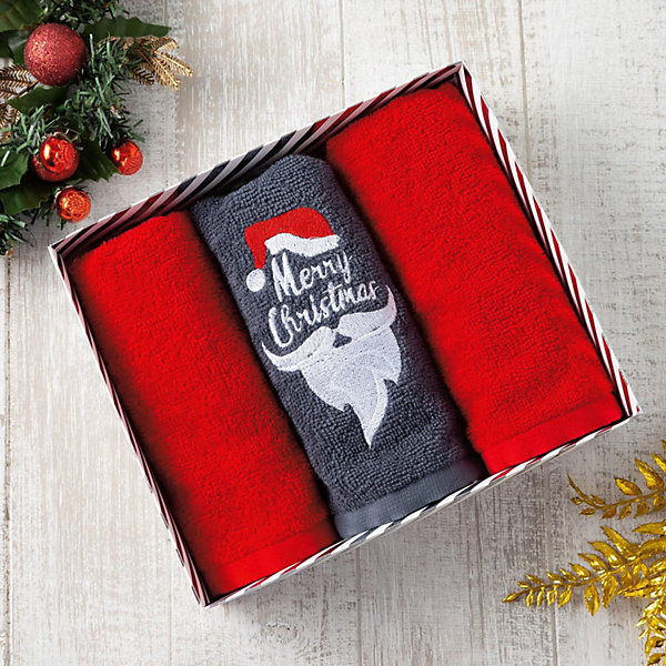 

Набор полотенец Экономь и Я Merry Christmas 3 шт, Серый, Набор полотенец Экономь и Я Merry Christmas 3 шт