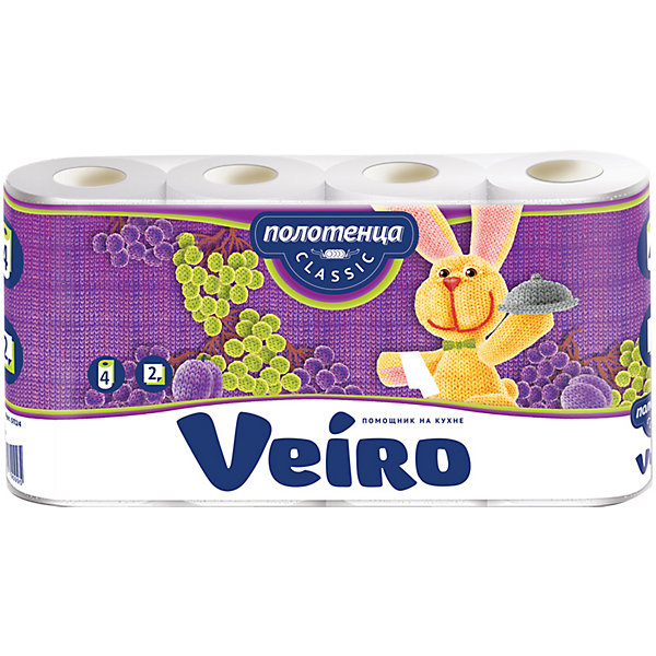 

Бумажные полотенца Veiro Classic 2-х слойные, 12,5 м, 4 шт