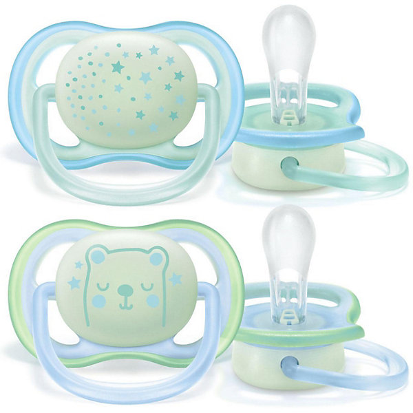 

Пустышка Philips Avent Ultra Air ночная 0-6 мес, 2 шт, голубые