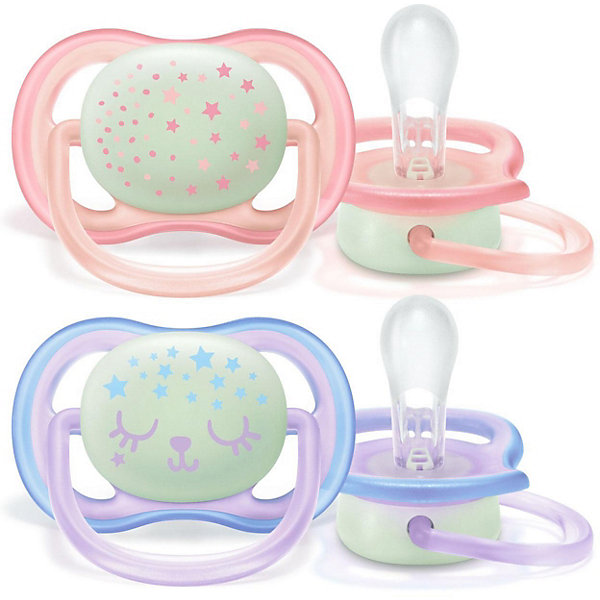 

Пустышка Philips Avent Ultra Air ночная 0-6 мес, 2 шт, розовый/сиреневый