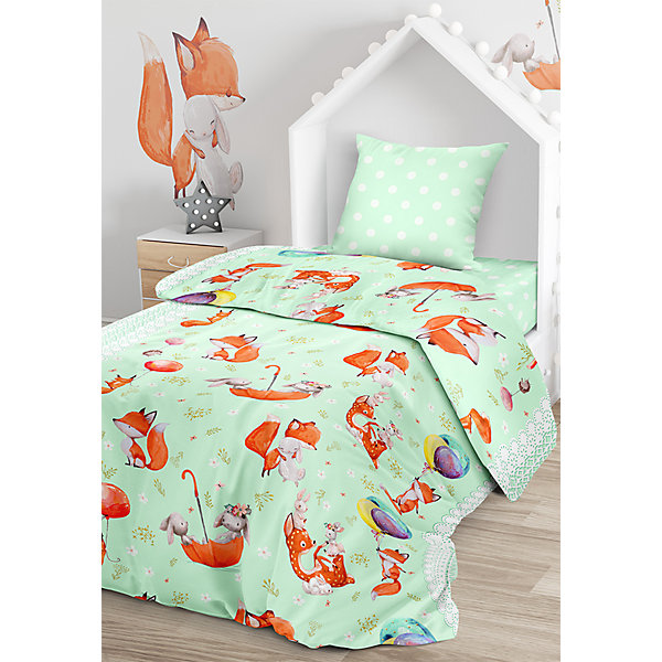 

Комплект постельного белья Juno Лисята, 1,5-спальное, Разноцветный, Комплект постельного белья Juno Лисята, 1,5-спальное
