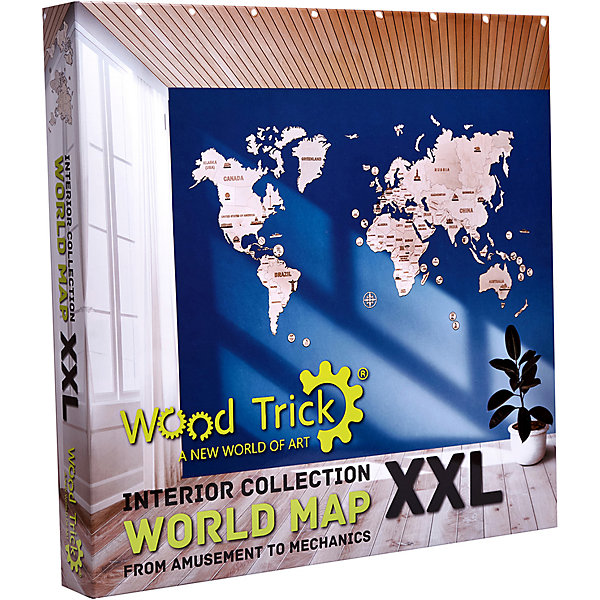 фото Сборная модель wood trick карта мира xxl, 147 элементов