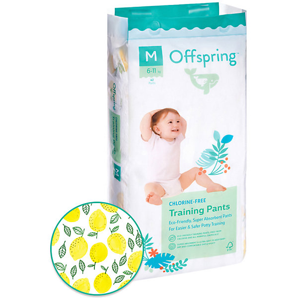 

Трусики-подгузники Offspring Лимоны 6-11 кг, 42 шт