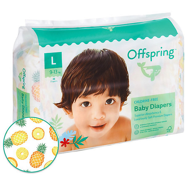 

Подгузники Offspring Ананасы 9-13 кг, 36 шт
