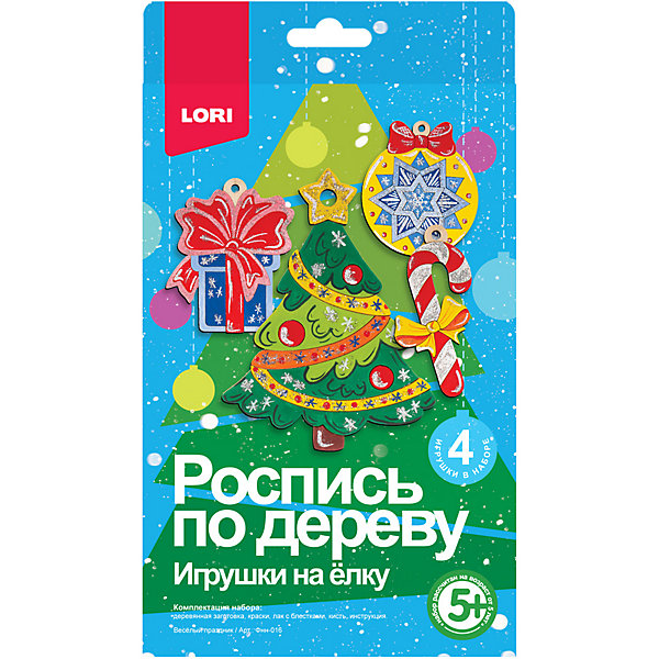

Набор для росписи по дереву Lori Игрушки на ёлку, Весёлый праздник