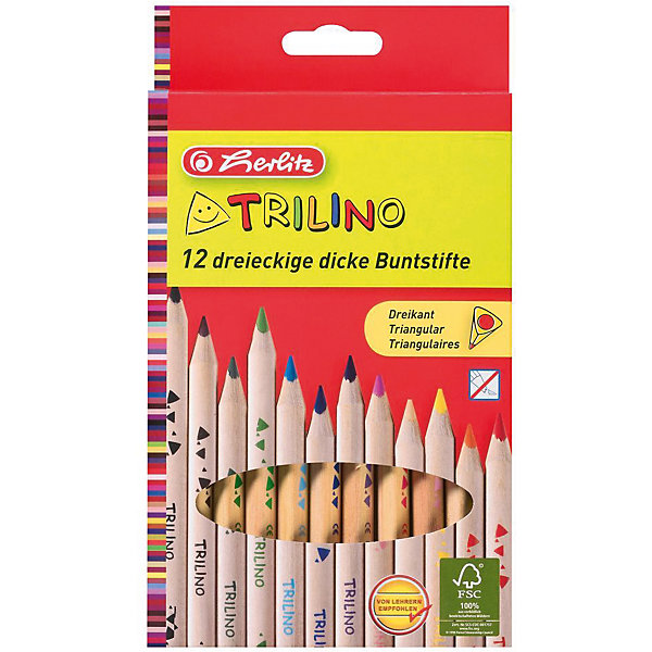 

Цветные карандаши Herlitz, 12 шт. трехгранные