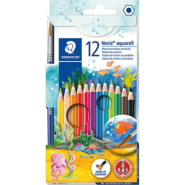 

Карандаш акварельный Noris Club набор 12 цветов + кисть. Staedtler