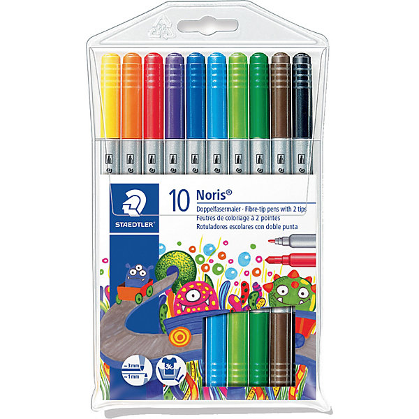 

Фломастеры NorisClub двусторон., 10 цветов, Staedtler