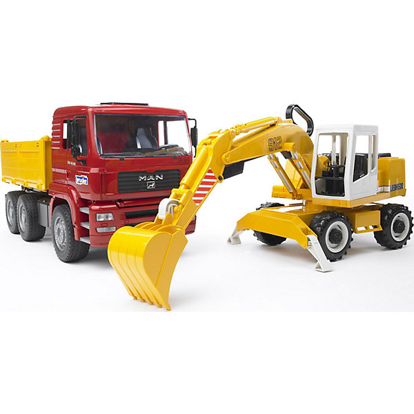 

Машинка Bruder Самосвал MAN с колёсным экскаватором Liebherr
