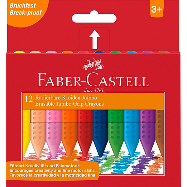 

Мелки пластиковые утолщенные Faber-Castell Grip Jumbo, 12 цветов