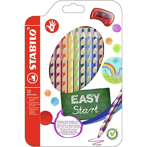 Набор цветных карандашей для правшей, 12 цв., EASYCOLORS STABILO 2128527