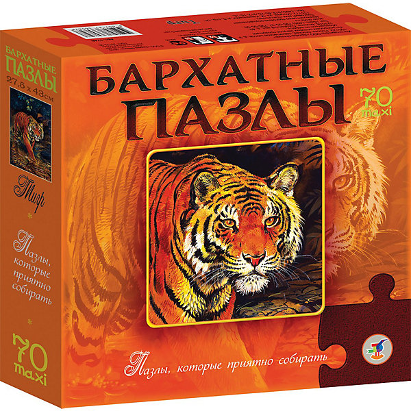 

Бархатный пазл "Тигр", 70 макси-деталей, Дрофа-Медиа