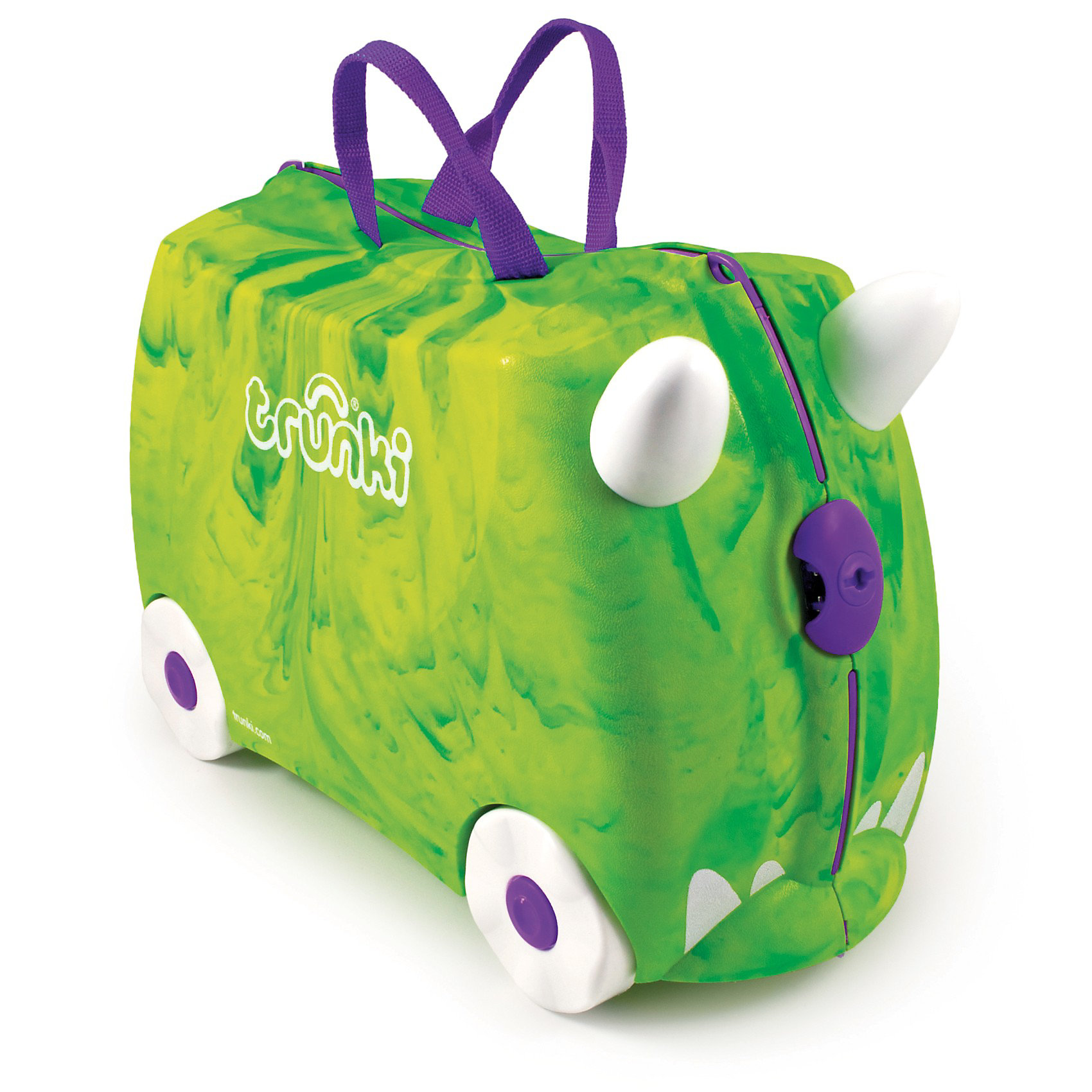 фото Чемодан на колесиках динозавр зеленый trunki