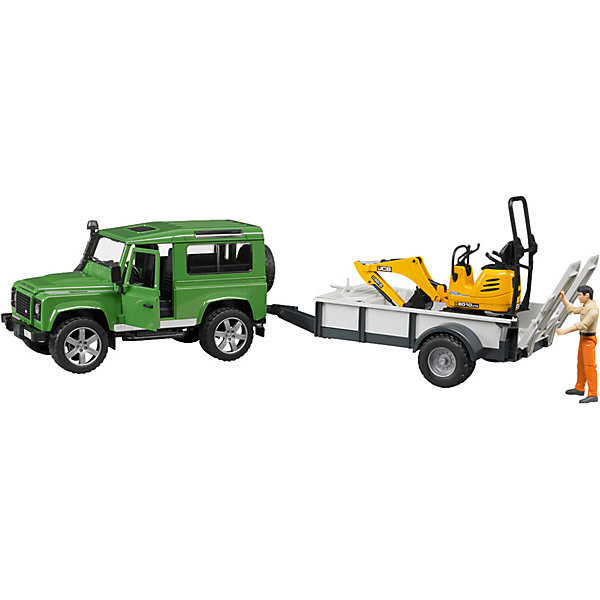 

Машинка Bruder Внедорожник Land Rover c прицепом-платформой