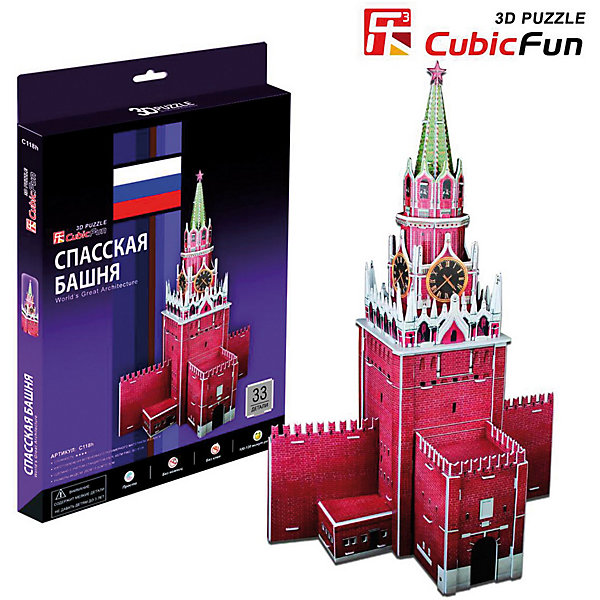 

Пазл 3D "Спасская башня", 33 детали, CubicFun