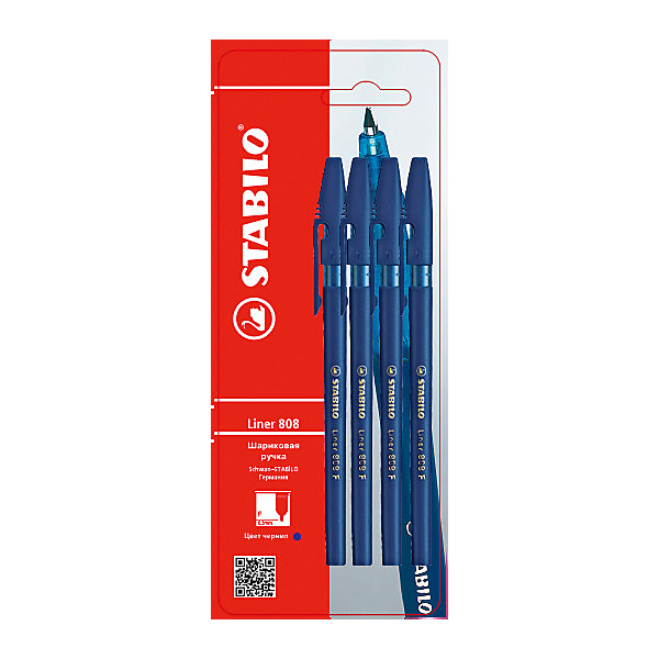 STABILO STABILO Liner Ручка 808/41, синяя, 4 шт.