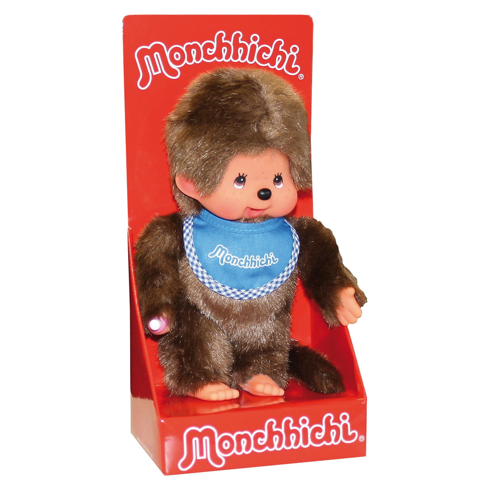 фото Мягкая игрушка Monchhichi Мончичи, мальчик в синем слюнявчике, 20 см