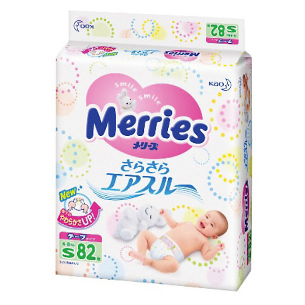 Merries Подгузники Merries S 4-8 кг, 82 шт.