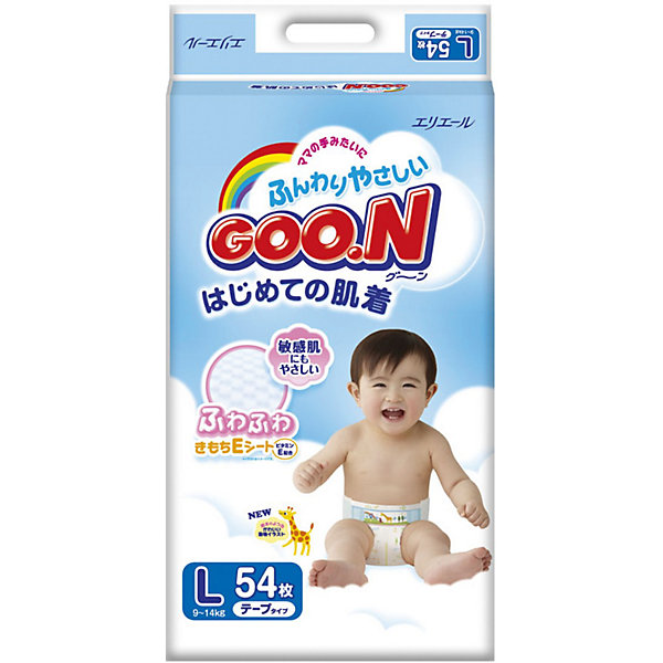 

Подгузники Goon, L 9-14 кг, 54 шт, Подгузники Goon, L 9-14 кг, 54 шт.