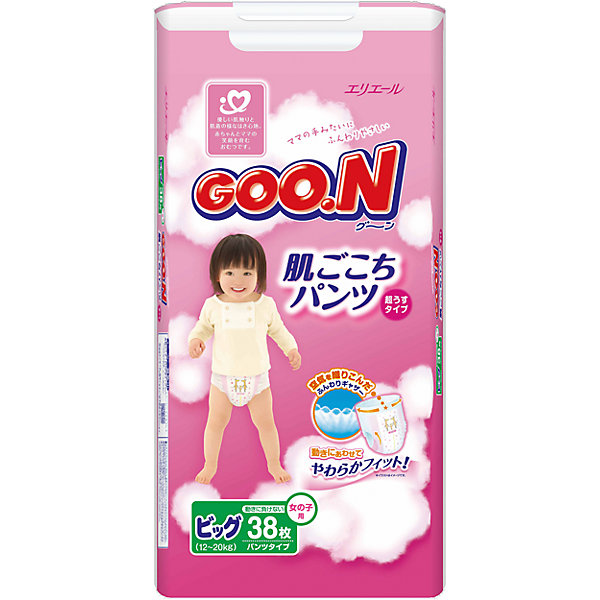 

Подгузники-трусики Goon, XL 12-20 кг, для девочек, 38 шт.