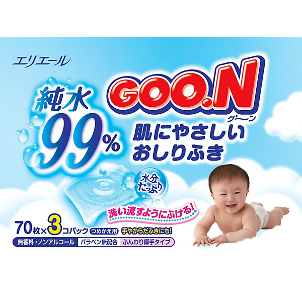 

Влажные детские салфетки Goon, 3 х 70 шт.