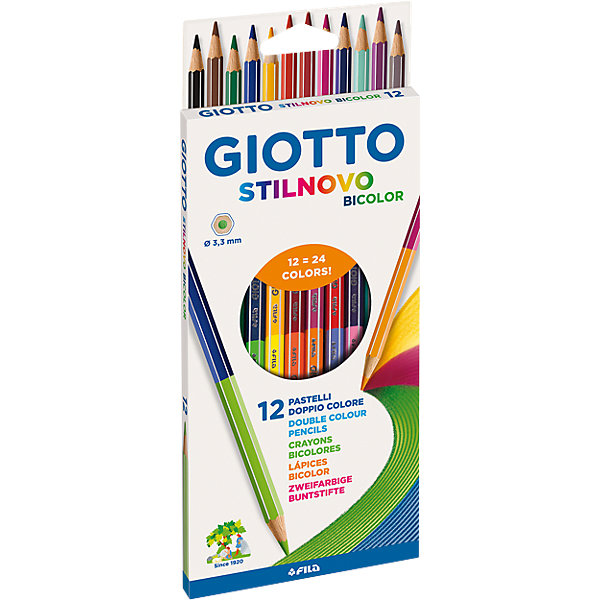 

Двусторонние цветные карандаши Giotto, 12 штук, 24 цвета.