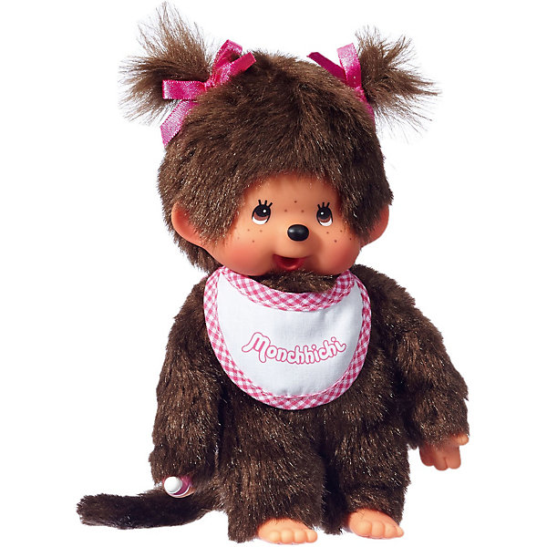 Мягкая игрушка Monchhichi Мончичи, девочка в слюнявчике, 20 см 3752810