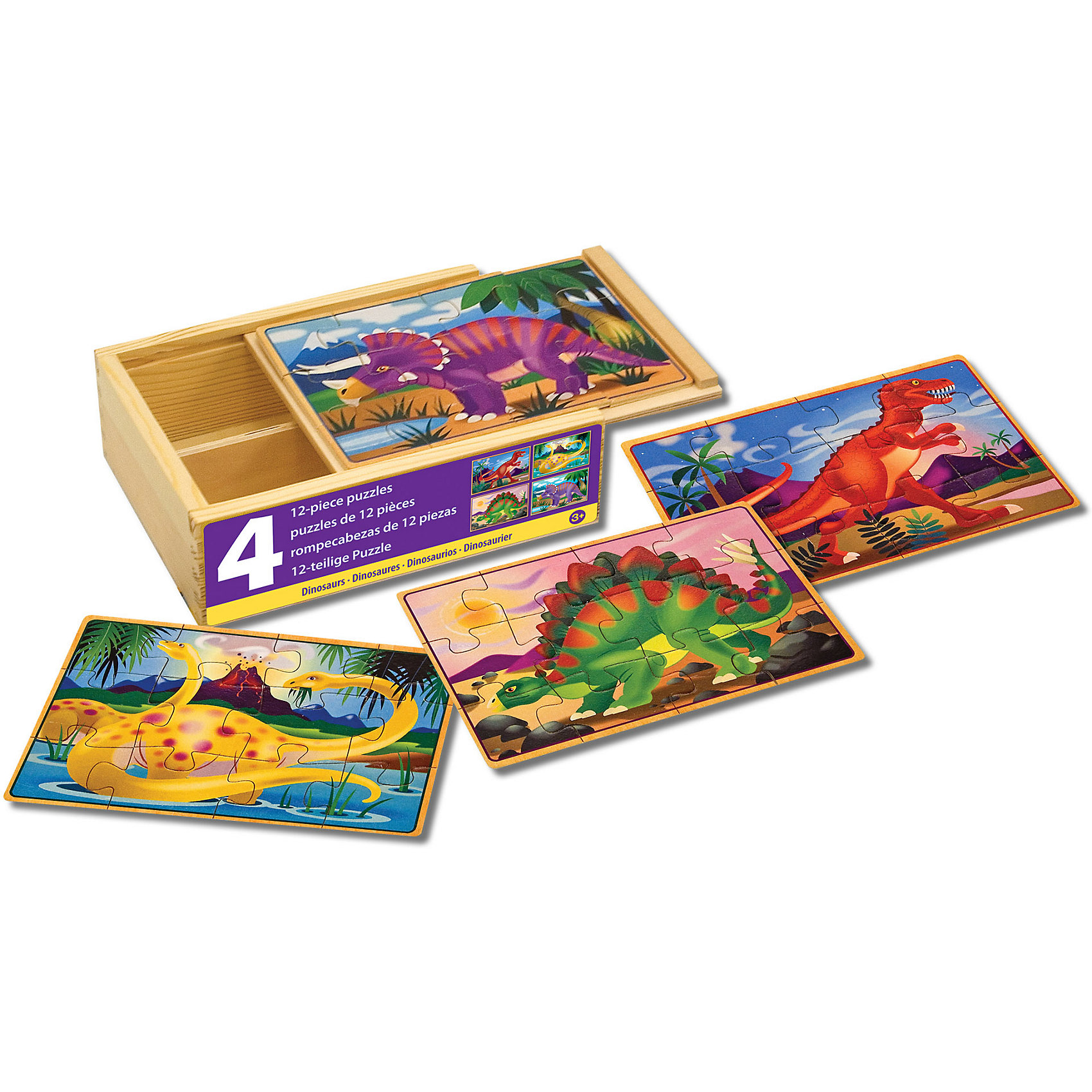 фото Набор деревянных пазлы melissa & doug "динозавры", 4 шт