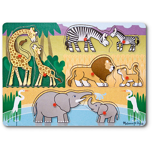 

Рамка-вкладыш "Сафари" с кнопкой, 8 деталей, Melissa & Doug
