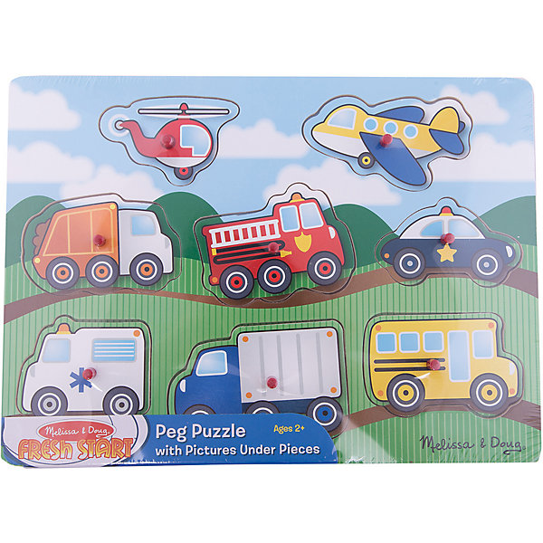 

Рамка-вкладыш "Транспорт" с кнопкой, 8 деталей, Melissa & Doug