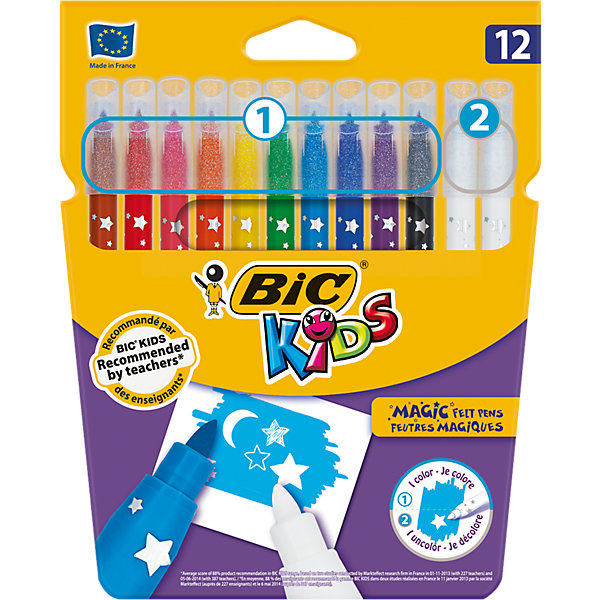 

Фломастеры Bic Magic смываемые (10 цветов + 2 обесцвечивающих)