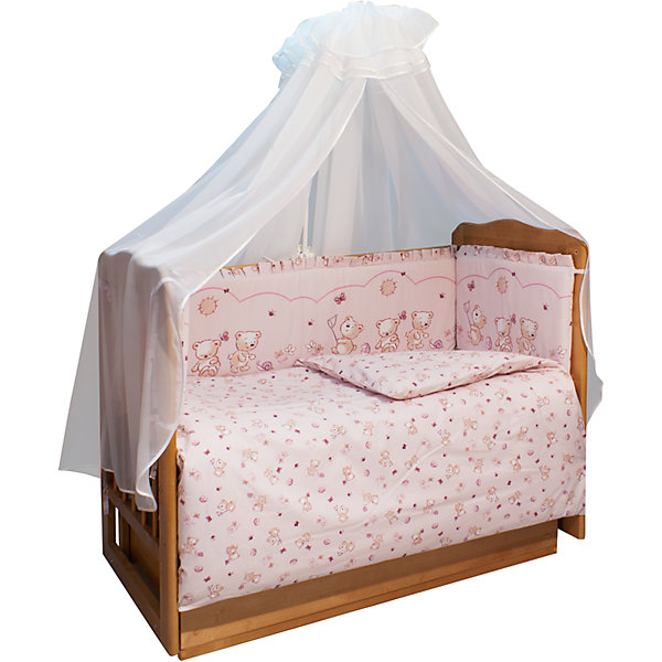 

Комплект в кроватку 7 предметов Soni kids, Солнечные мишки, розовый