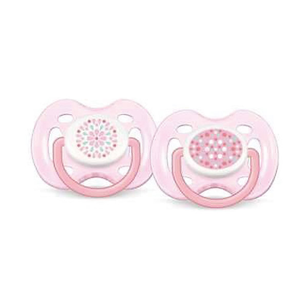 

Силиконовая пустышка Free Flow Design , 0-6 мес., 2 шт., AVENT, розовый