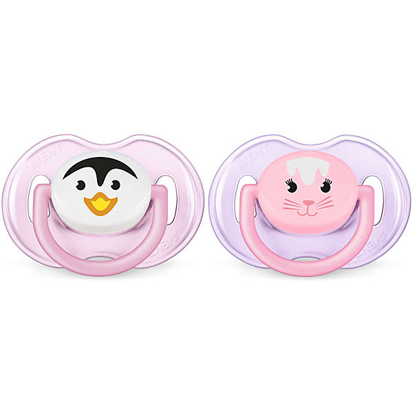 

Силиконовая пустышка Philips Avent Classic животные 0-6 мес, 2 шт, розовый